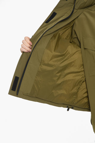 Hoodless Puffer Jacket with Front Zip