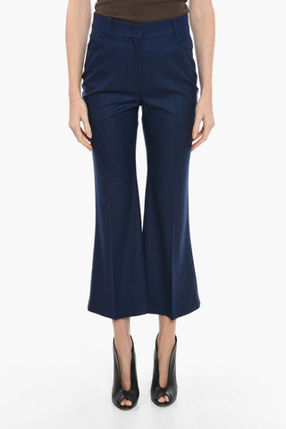 Pantaloni in Lana a Gamba Svasata con Pinces