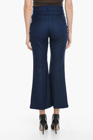 Pantaloni in Lana a Gamba Svasata con Pinces