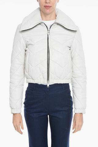 Giubbotto Imbottito in Pelle PAISLEE con Zip