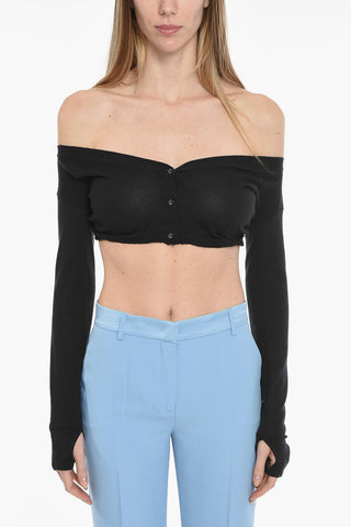 Cropped Wool Twisted Cardigan