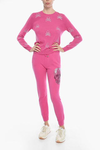 Knit SKULL Joggers with Rhinestone Application