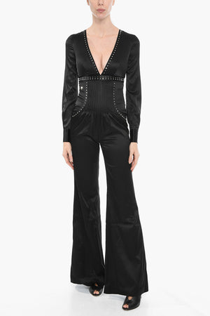 Jumpsuit MELANIA a Gamba Svasata con Dettaglio Borchie