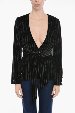 Blouse ELEGANT With Striped Pattern And Belt