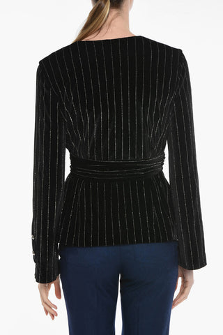 Blouse ELEGANT With Striped Pattern And Belt