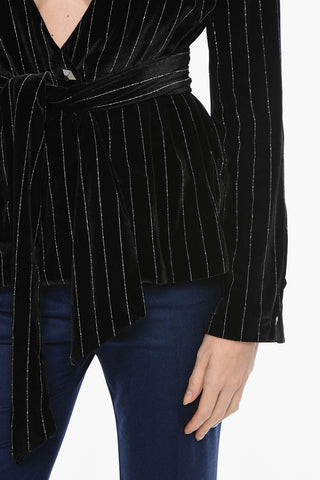 Blouse ELEGANT With Striped Pattern And Belt