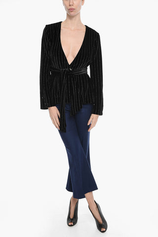 Blouse ELEGANT With Striped Pattern And Belt
