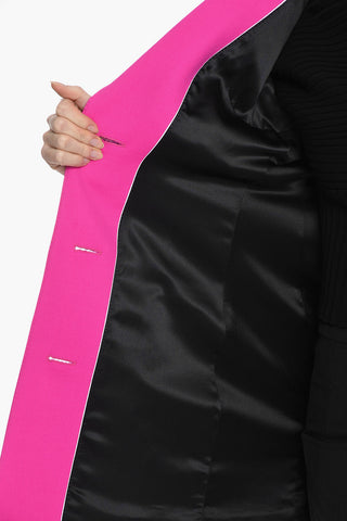 Wool Canvas Long Blazer with Asymmetric Sleeves