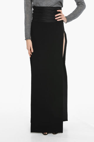 Satin Band Skirt with Side Slits