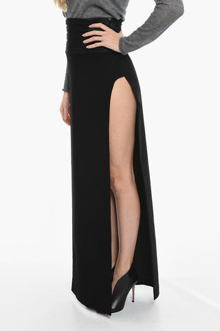 Satin Band Skirt with Side Slits