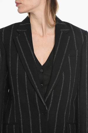 Boyfriend Pinstripe Wool Blazer