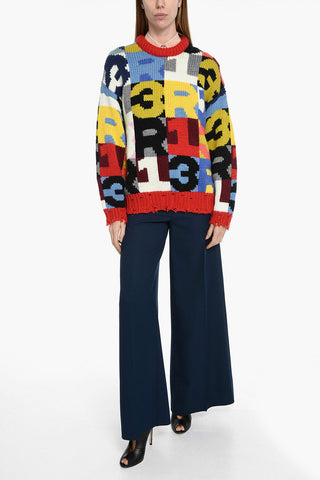 Pullover CHUNKY in Misto Lana con Motivo Geometrico