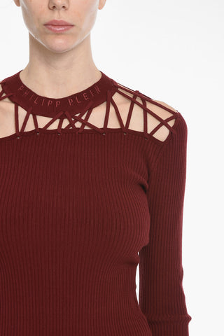 Maglia TWINE a Coste con Ricamo Logo