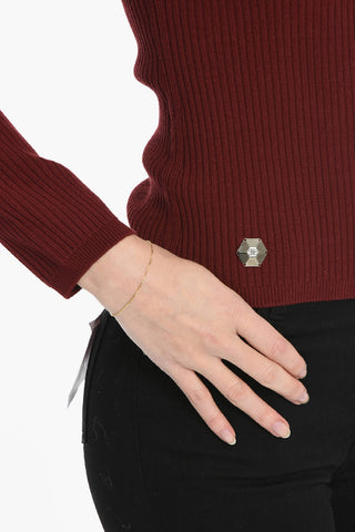Maglia TWINE a Coste con Ricamo Logo