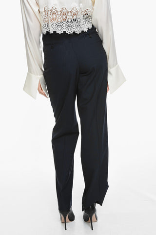 Double-pleated Hairline Stripes Regular Fit Pants