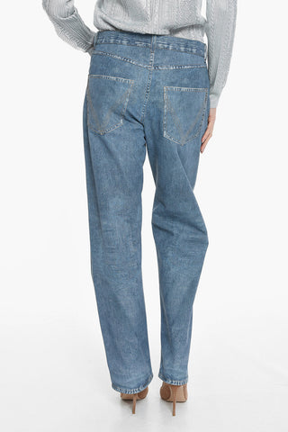 Denim Printed Leather Regular Fit Pants