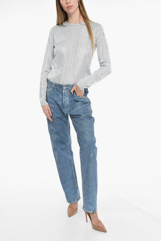 Denim Printed Leather Regular Fit Pants