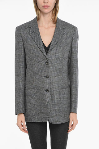 Houndstooth Virgin Wool Blazer with Patch Pockets