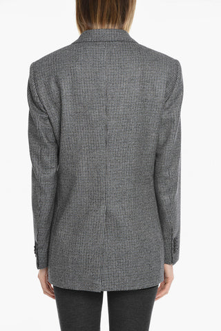 Houndstooth Virgin Wool Blazer with Patch Pockets