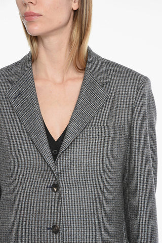 Houndstooth Virgin Wool Blazer with Patch Pockets