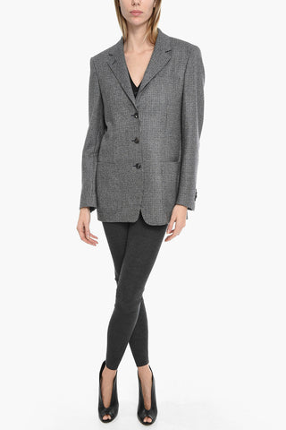 Houndstooth Virgin Wool Blazer with Patch Pockets