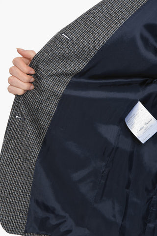 Houndstooth Virgin Wool Blazer with Patch Pockets