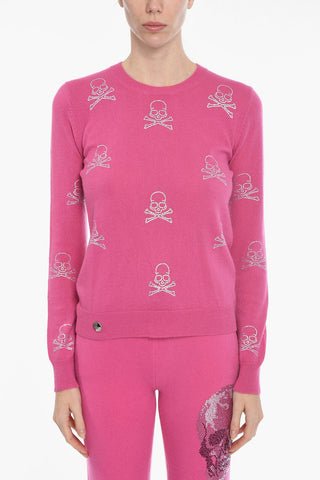 Cashmere SKULL Pullover with Rhinestone Application