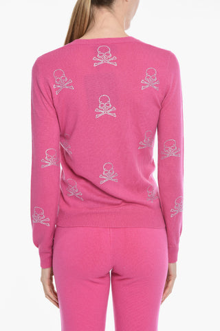 Cashmere SKULL Pullover with Rhinestone Application