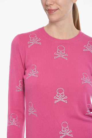 Cashmere SKULL Pullover with Rhinestone Application
