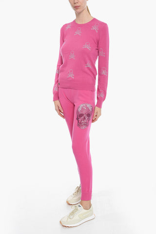 Cashmere SKULL Pullover with Rhinestone Application