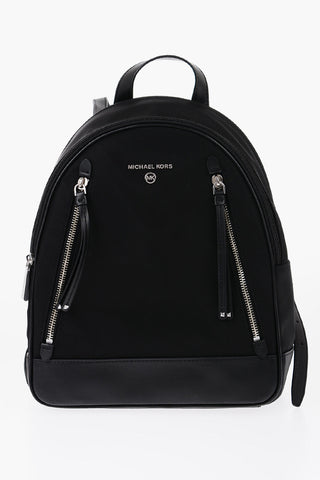 Fabric Backpack with Silver Logo With Leather Trims