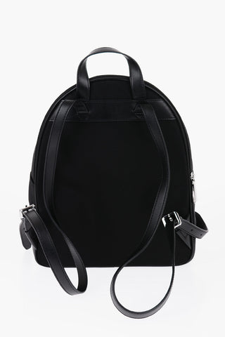 Fabric Backpack with Silver Logo With Leather Trims