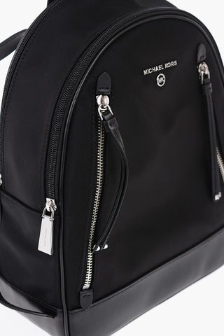 Fabric Backpack with Silver Logo With Leather Trims