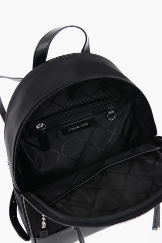 Fabric Backpack with Silver Logo With Leather Trims
