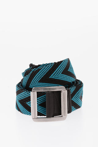 Chevron Motif Two-Tone Fabric Belt 30mm