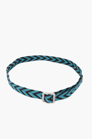 Chevron Motif Two-Tone Fabric Belt 30mm