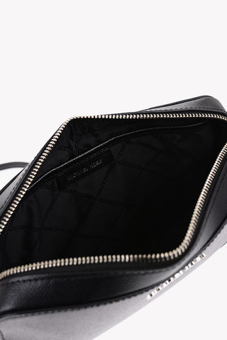 MICHAEL Saffiano Leather JET SET Crossbody Bag with Silver-Tone Logo