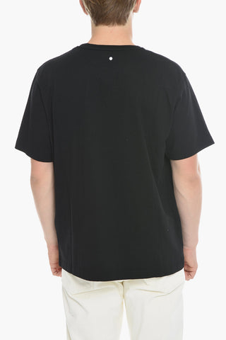 Solid Color FEDERAL RESERVE Crew-neck T-Shirt with Contrasting Print