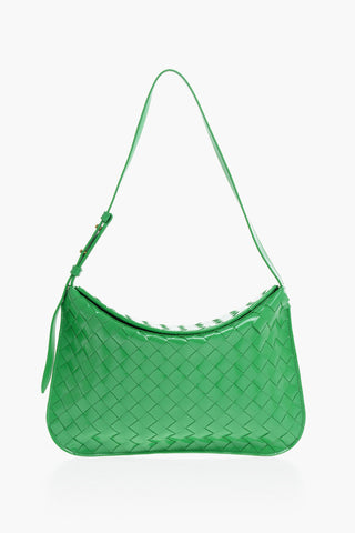 Patent Leather Shoulder Bag with Braided Design