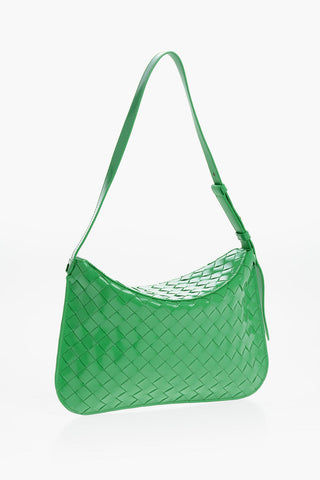 Patent Leather Shoulder Bag with Braided Design