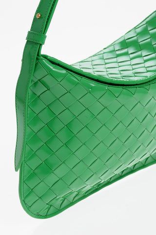 Patent Leather Shoulder Bag with Braided Design