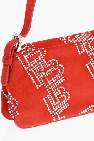 Borsa a Spalla Rettangolare DULCE in Camoscio con Cristalli