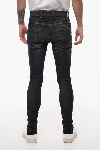 Jeans Slim Fit con Bottone Logato 13cm