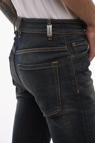 Jeans Slim Fit con Bottone Logato 13cm