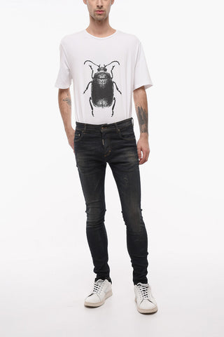 Jeans Slim Fit con Bottone Logato 13cm