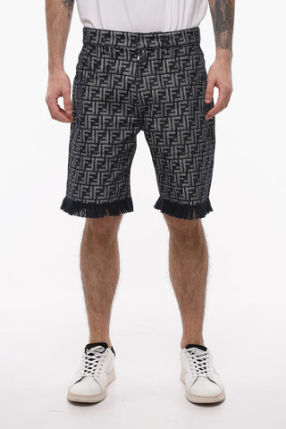 Monogram Shorts with Fringes