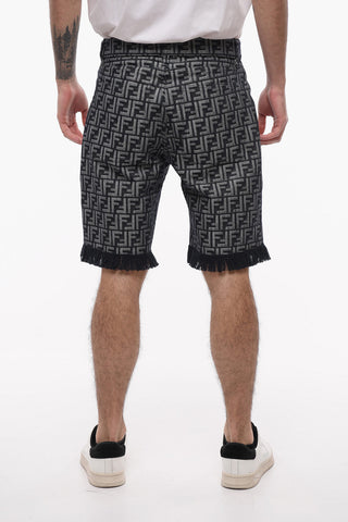 Monogram Shorts with Fringes