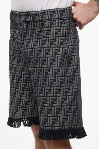 Monogram Shorts with Fringes