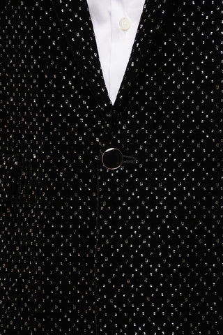Velour Tuxed Blazer with Beaded Embroideries