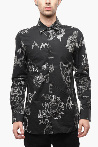 Standard Collar Printed Cotton Shirt